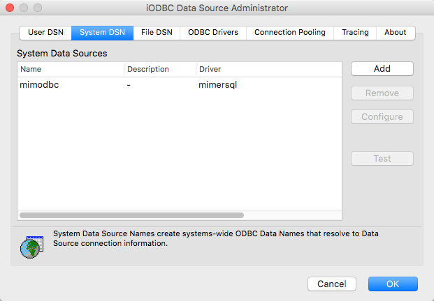 IODBC Data Source Administrator